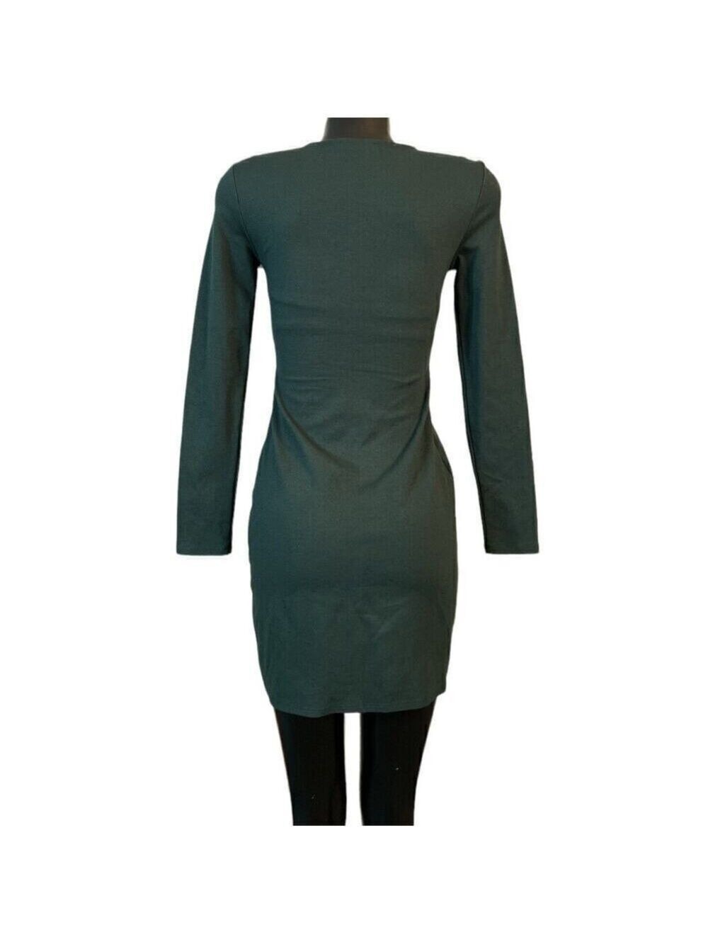 Forever 21 Womens Bodycon Mini Dress sz M Contemporary Long Sleeve Green - Picture 2 of 6